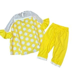 Cheerful Yellow Polka Dot Kids Dance Outfit